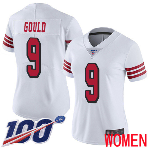 San Francisco 49ers Limited White Women Robbie Gould NFL Jersey #9 100th Season Rush Vapor Untouchable->san francisco 49ers->NFL Jersey